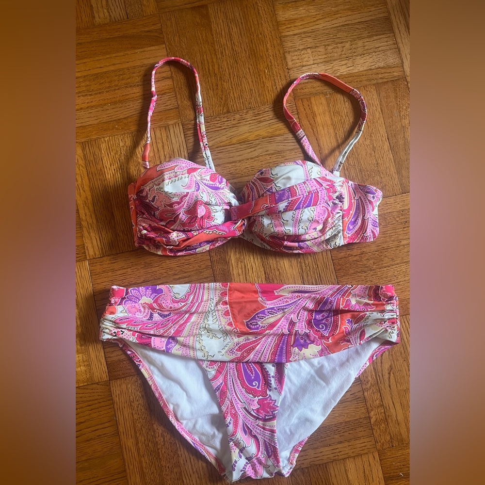 Pink and White Paisley Bikini Set